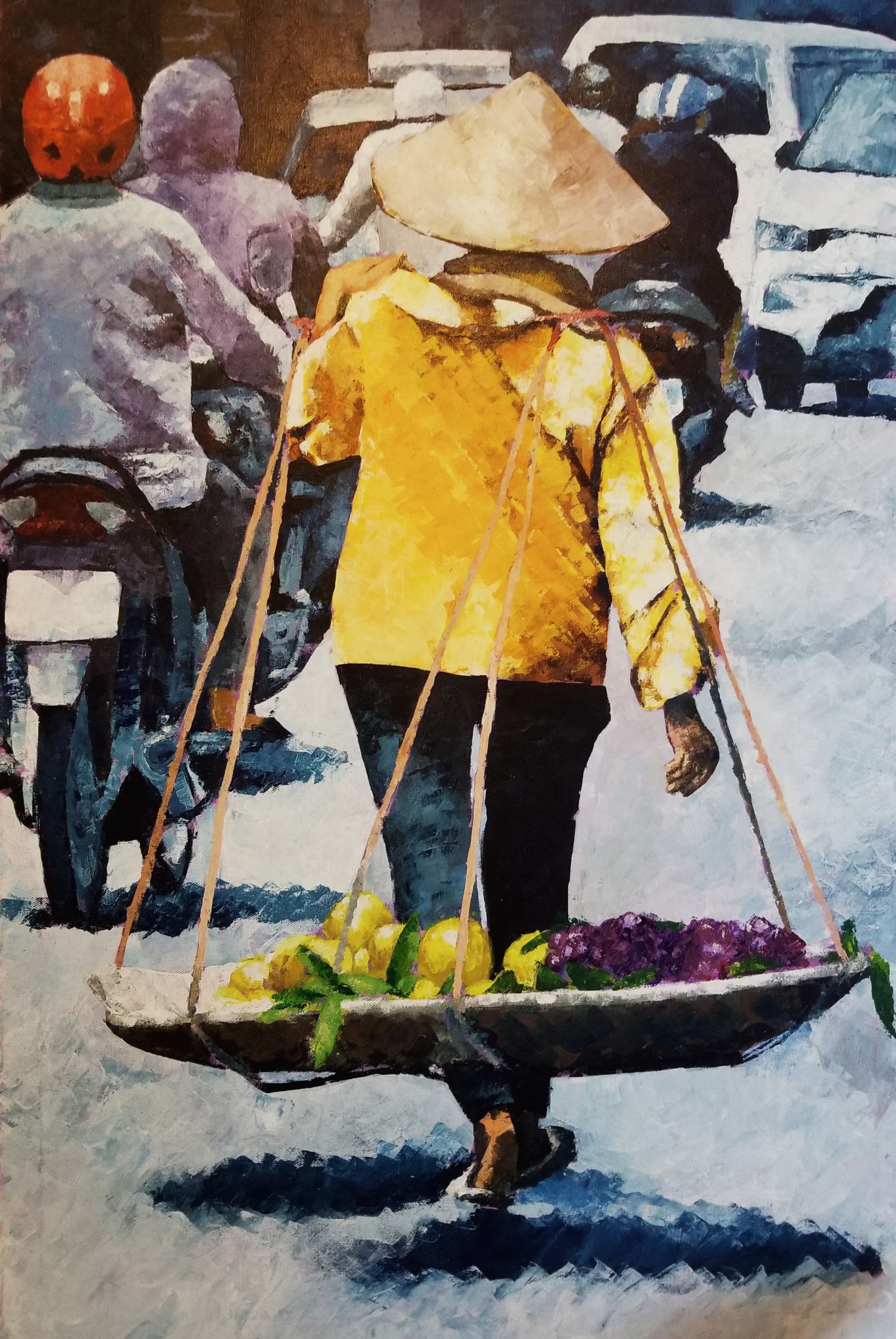 Fruit Vendor Vietnam, Acrylic on Canvas by Gavin Jordan